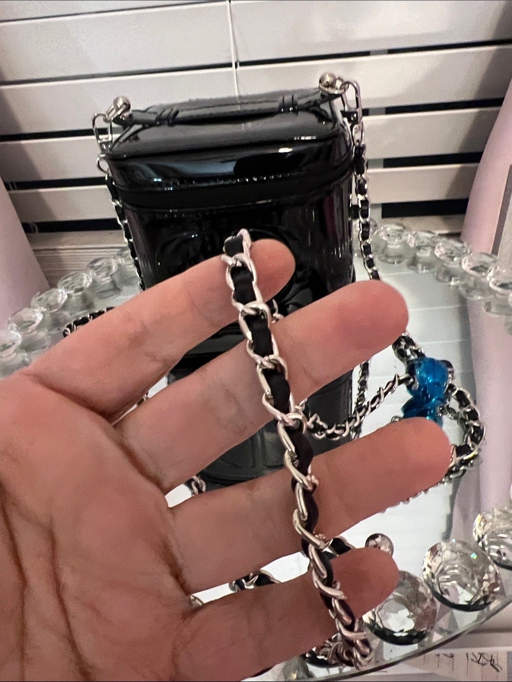 Dior Black Vanity Crossbody Bag with 47 inch Adjustable Chain Strap - Picture 11 of 13